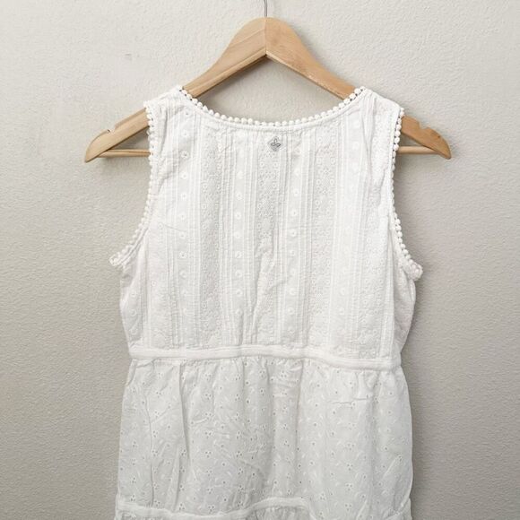 PRANA | Kendall Sleeveless Eyelet Mini Dress White Dot Trim | Size Medium - Picture 6 of 9